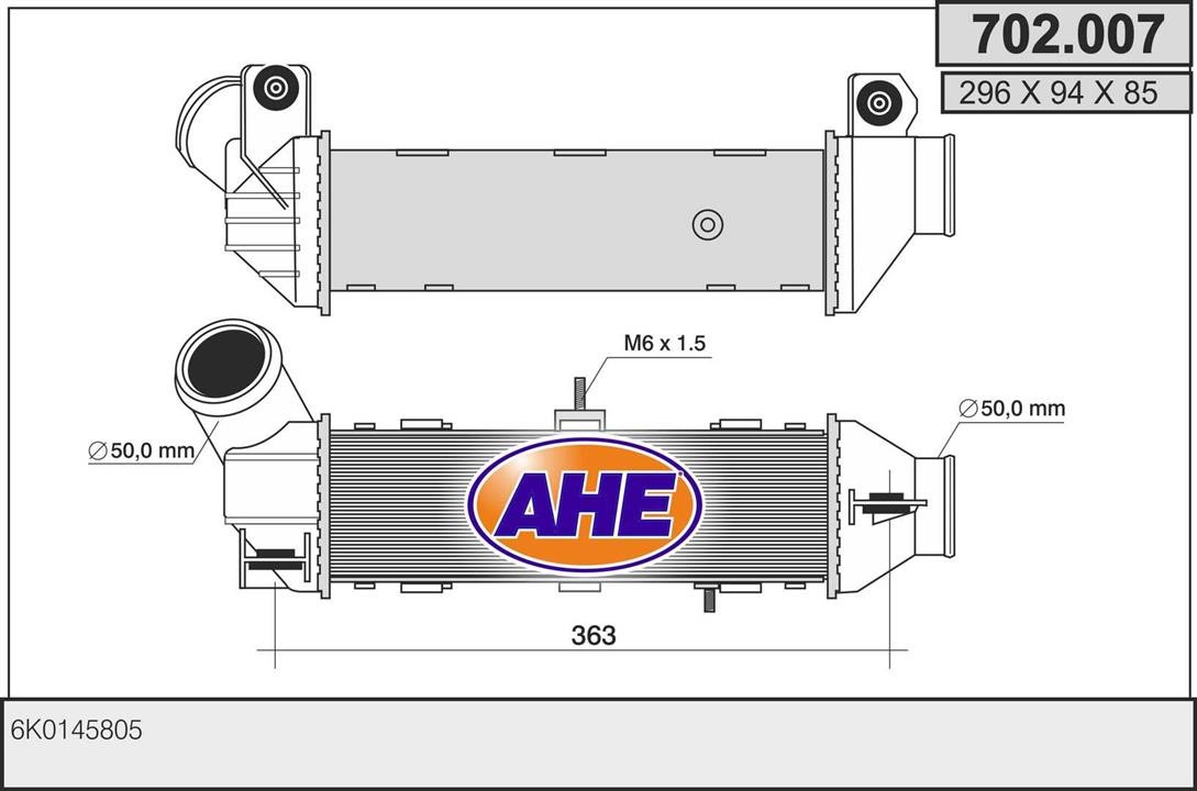 AHE 702.007 Intercooler, charger 702007