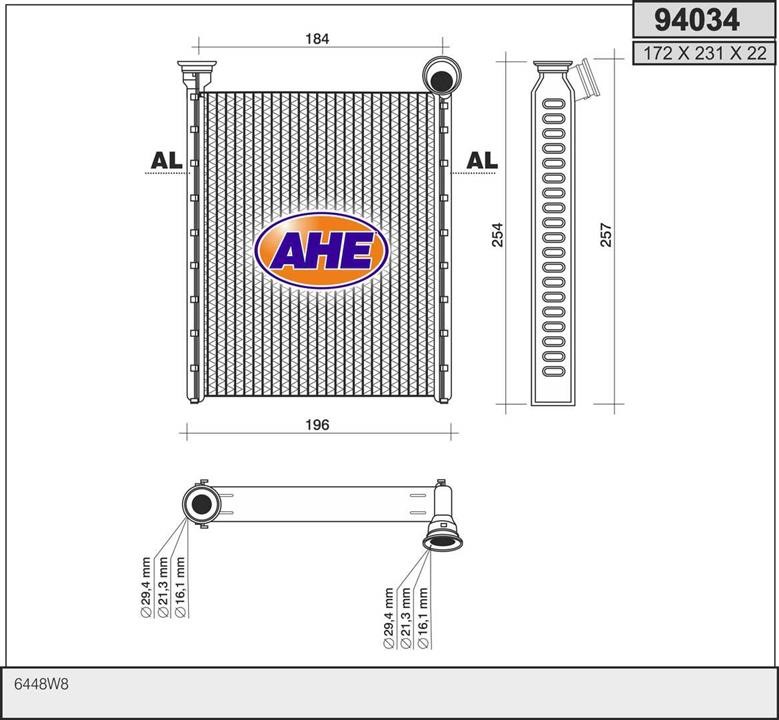 AHE 94034 Heat Exchanger, interior heating 94034