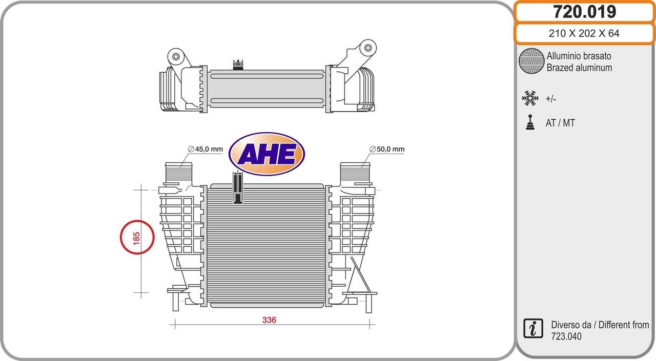 AHE 720.019 Intercooler, charger 720019