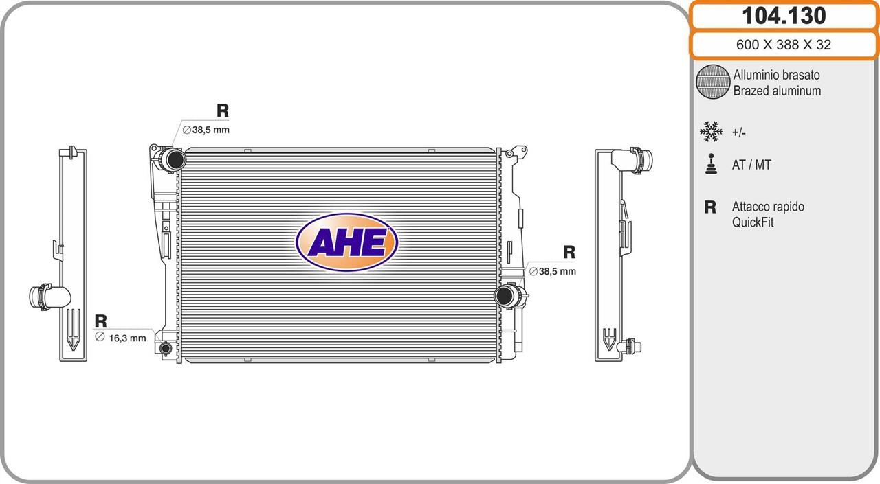 AHE 104.130 Radiator, engine cooling 104130