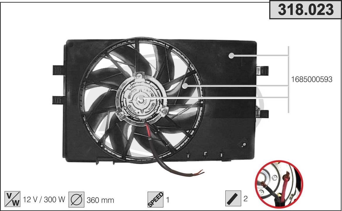 AHE 318.023 Fan, radiator 318023
