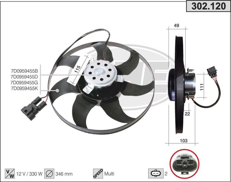 AHE 302.120 Fan, radiator 302120