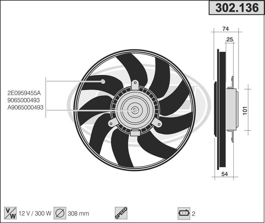 AHE 302.136 Fan, radiator 302136