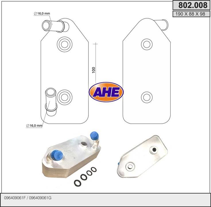 AHE 802.008 Oil Cooler, engine oil 802008