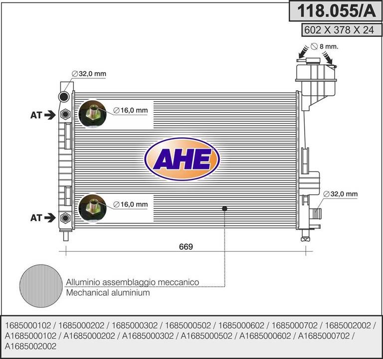 AHE 118.055/A Radiator, engine cooling 118055A