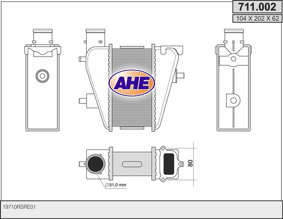 AHE 711.002 Intercooler, charger 711002