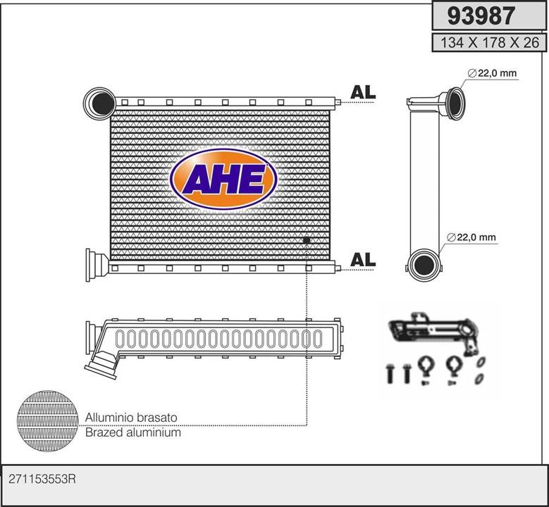 AHE 93987 Heat Exchanger, interior heating 93987