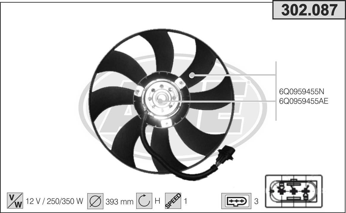 AHE 302.087 Fan, radiator 302087