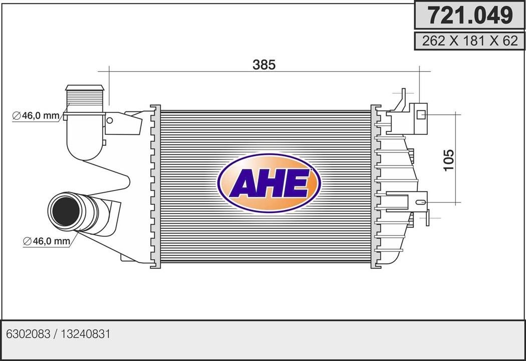 AHE 721.049 Intercooler, charger 721049