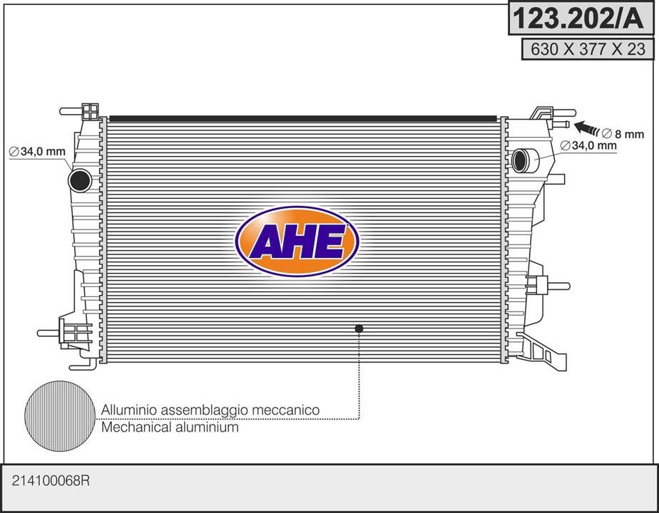 AHE 123.202/A Radiator, engine cooling 123202A