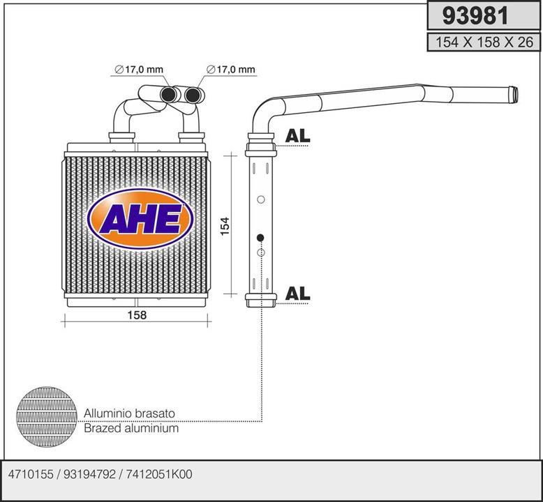 AHE 93981 Heat Exchanger, interior heating 93981