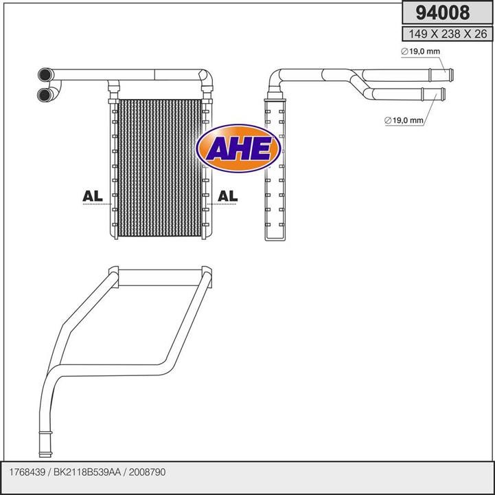 AHE 94008 Heat Exchanger, interior heating 94008