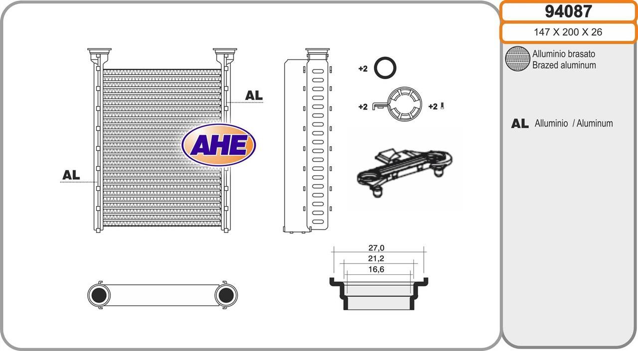 AHE 94087 Heat exchanger, interior heating 94087
