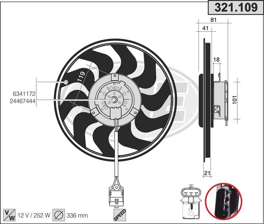 AHE 321.109 Fan, radiator 321109