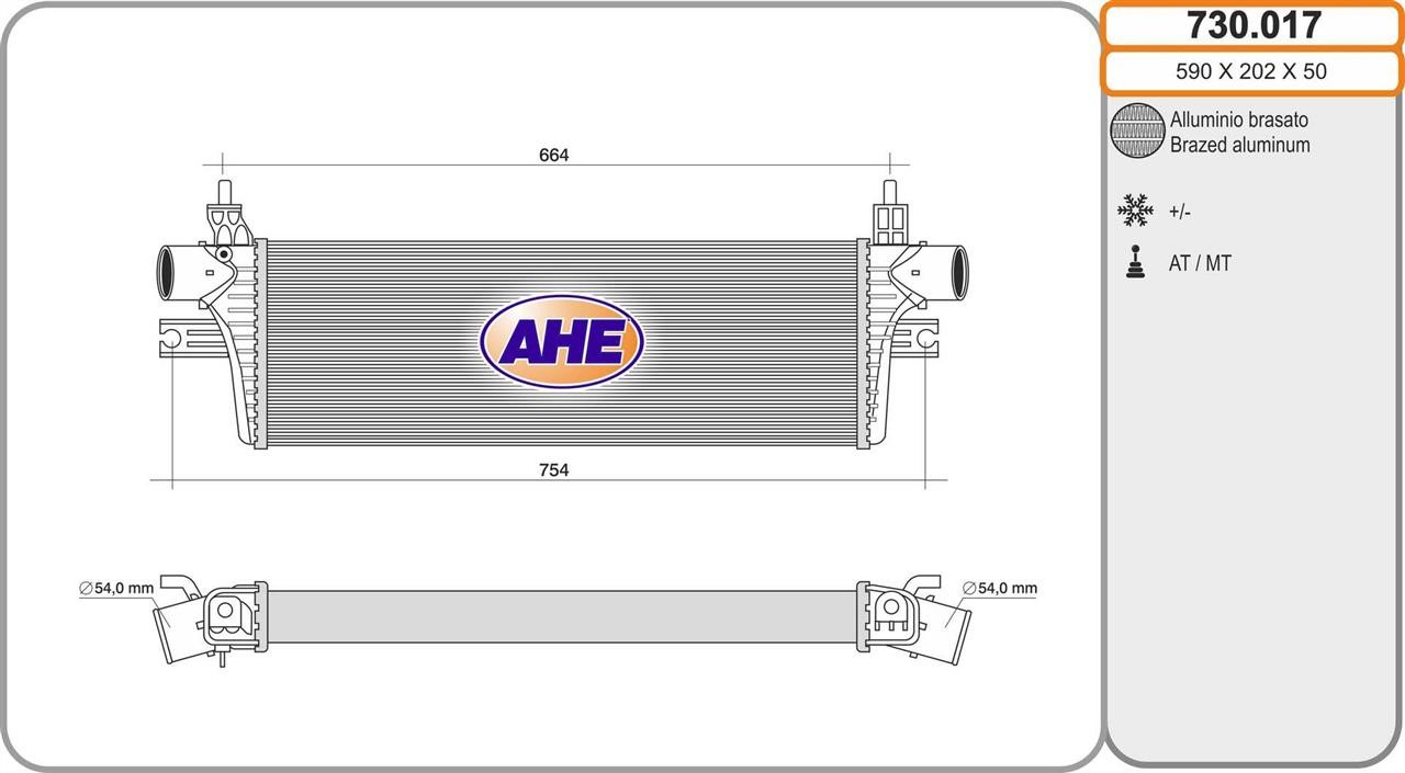 AHE 730.017 Intercooler, charger 730017