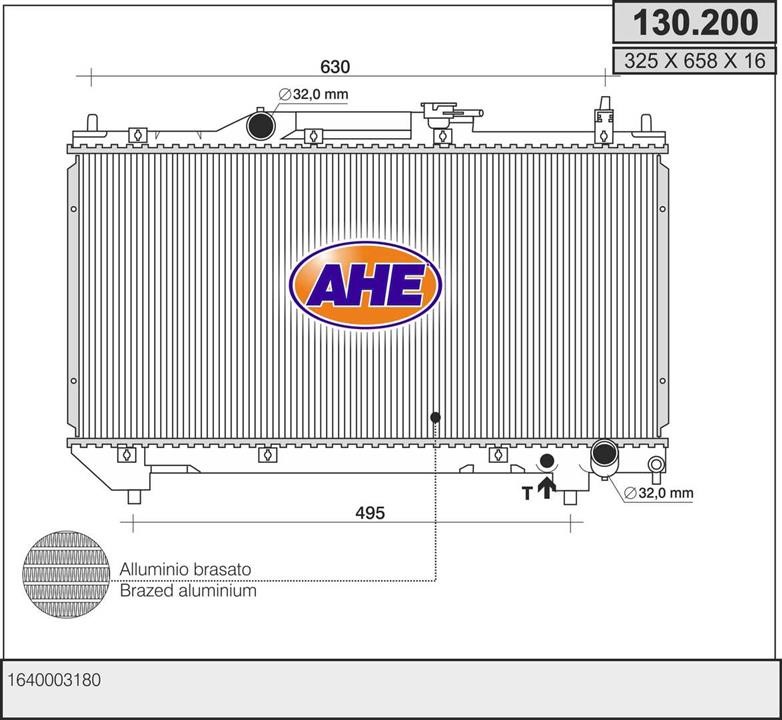 AHE 130200 Radiator, engine cooling 130200