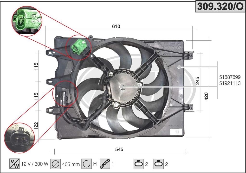AHE 309.320/O Hub, engine cooling fan wheel 309320O