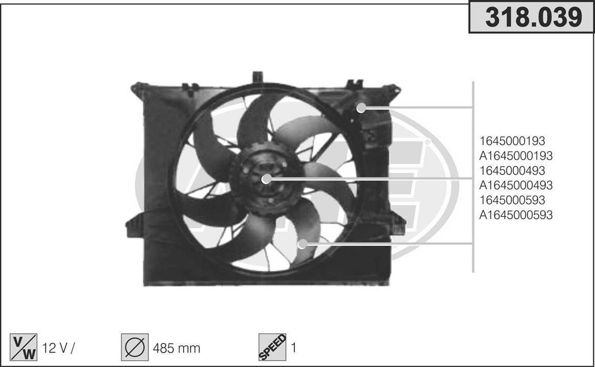 AHE 318.039 Fan, radiator 318039