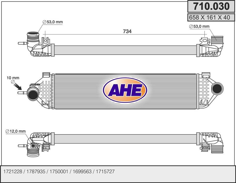 AHE 710.030 Intercooler, charger 710030