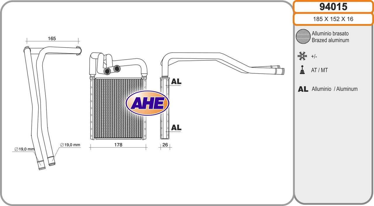 AHE 94015 Heat exchanger, interior heating 94015
