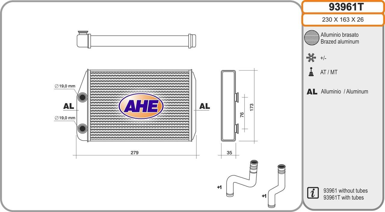 AHE 93961T Heat exchanger, interior heating 93961T