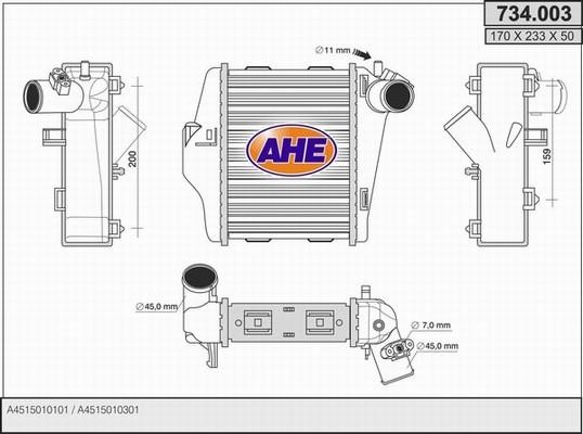 AHE 734.003 Intercooler, charger 734003