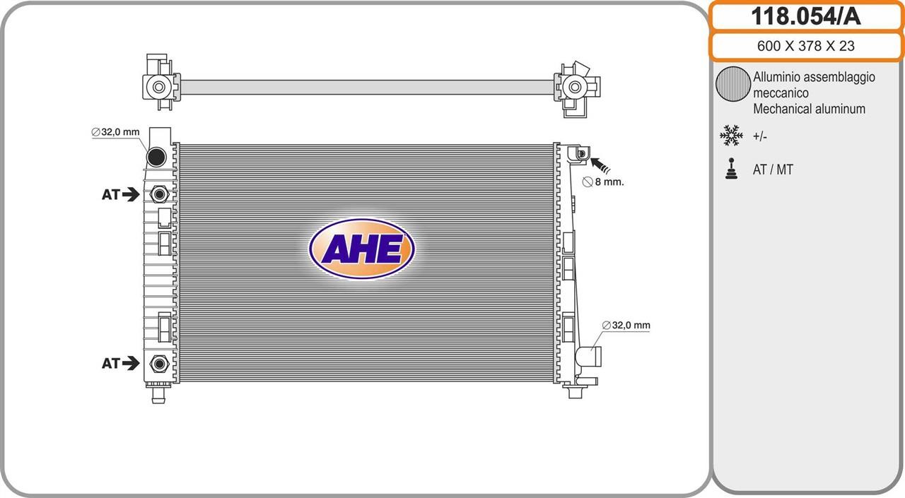AHE 118.054/A Radiator, engine cooling 118054A