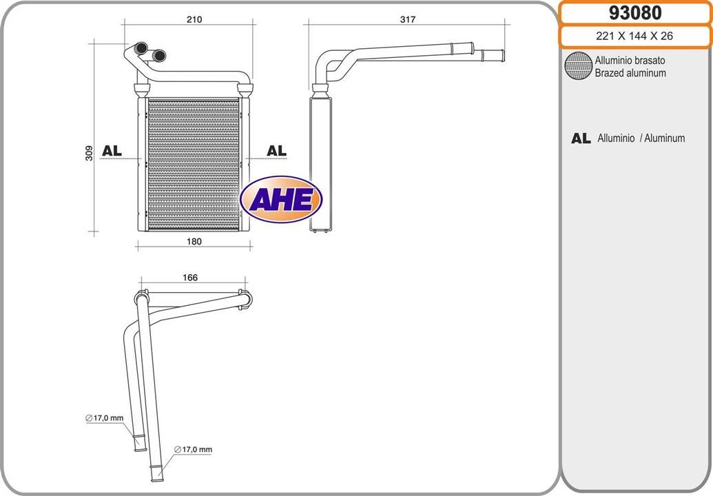 AHE 93080 Heat exchanger, interior heating 93080