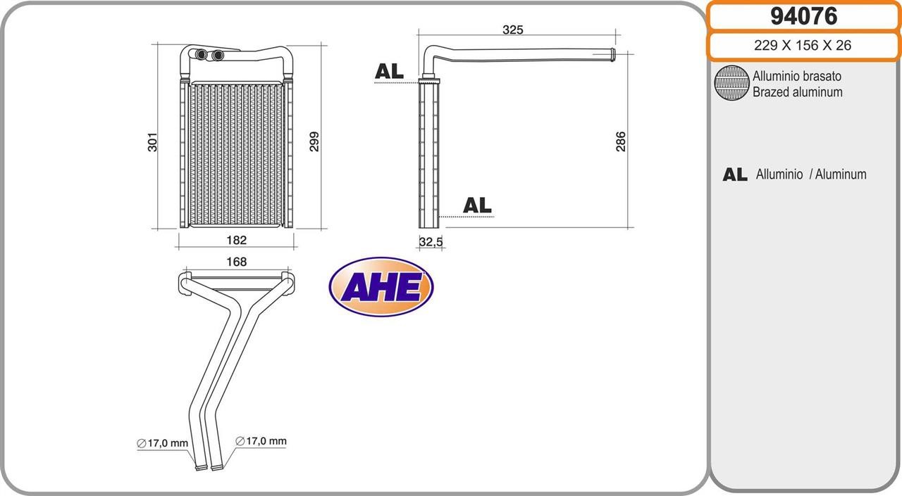 AHE 94076 Heat exchanger, interior heating 94076