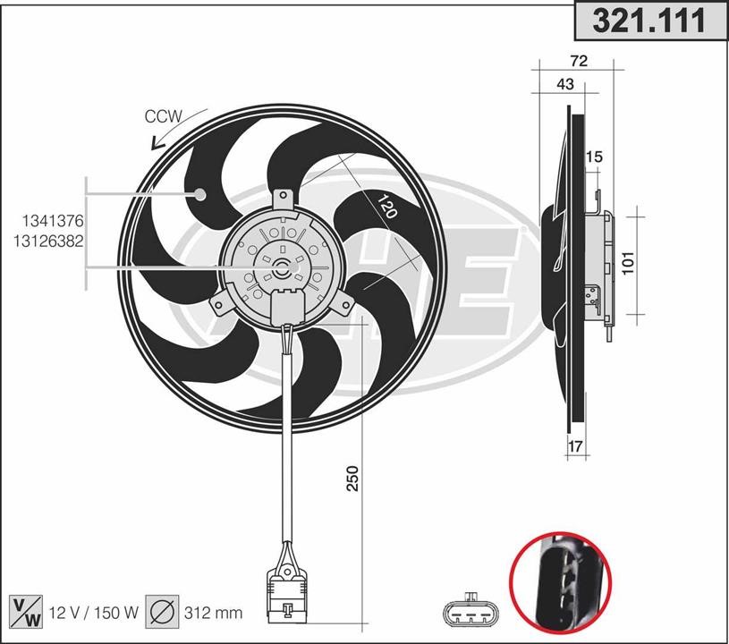 AHE 321.111 Fan, radiator 321111