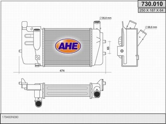 AHE 730.010 Intercooler, charger 730010
