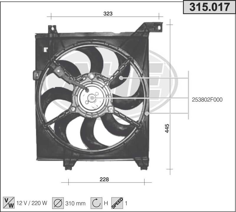 AHE 315.017 Fan, radiator 315017