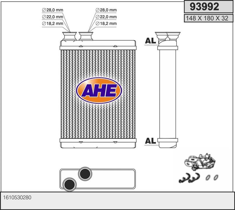AHE 93992 Heat Exchanger, interior heating 93992