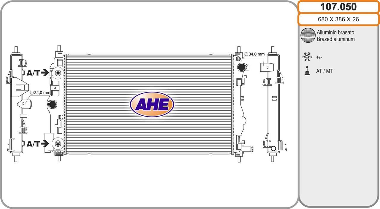AHE 107.050 Radiator, engine cooling 107050