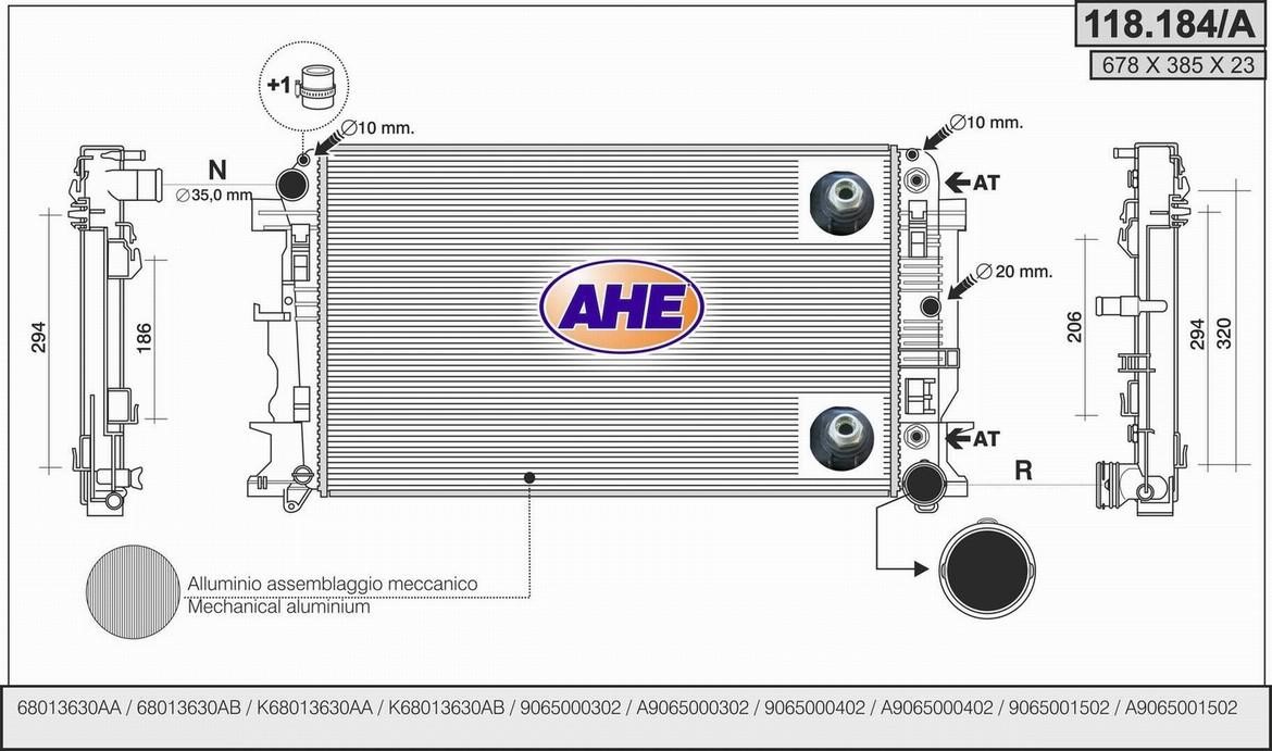 AHE 118.184/A Radiator, engine cooling 118184A