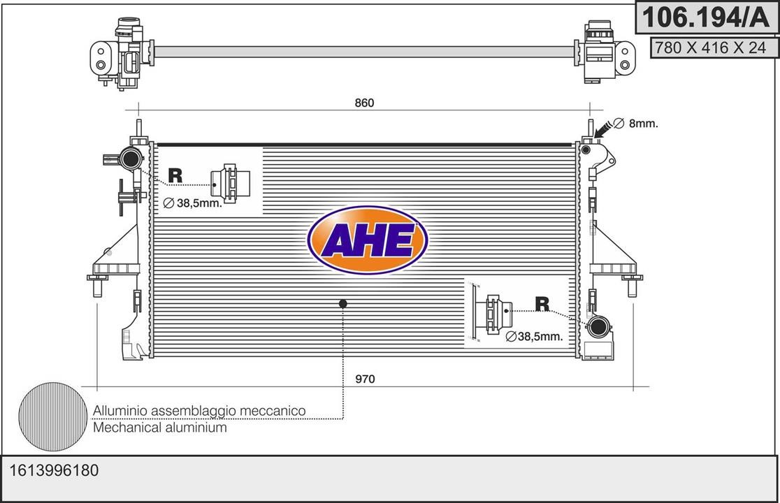 AHE 106.194/A Radiator, engine cooling 106194A