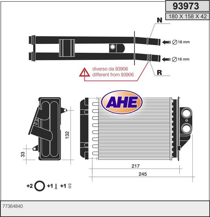 AHE 93973 Heat Exchanger, interior heating 93973