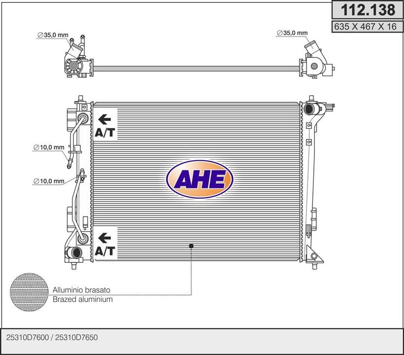 AHE 112.138 Radiator, engine cooling 112138