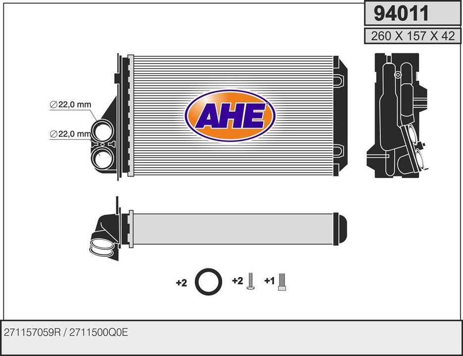 AHE 94011 Heat Exchanger, interior heating 94011