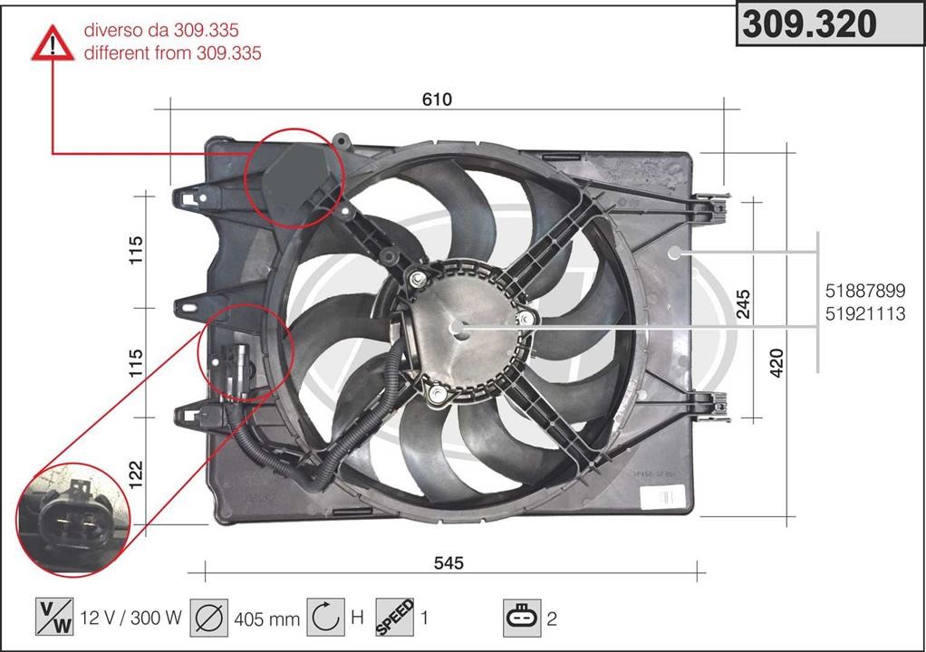 AHE 309.320 Hub, engine cooling fan wheel 309320