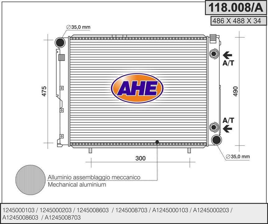 AHE 118.008/A Radiator, engine cooling 118008A