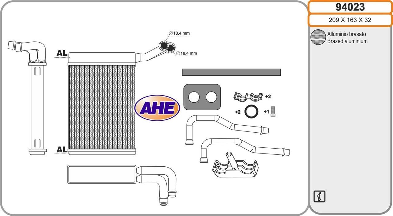 AHE 94023 Heat Exchanger, interior heating 94023