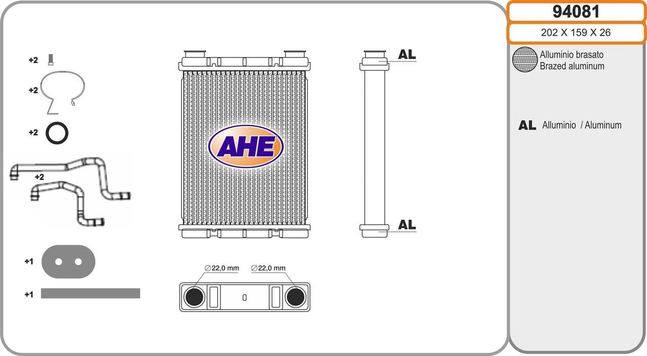 AHE 94081 Heat exchanger, interior heating 94081