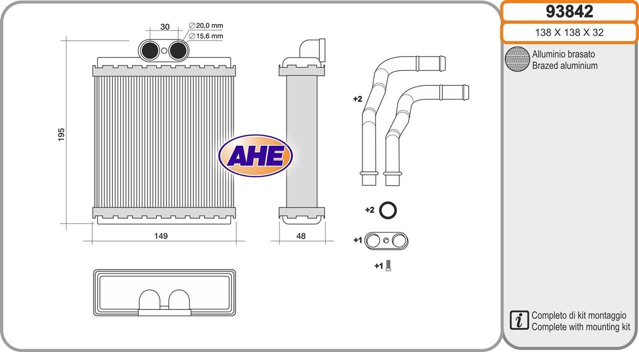 AHE 93842 Heat Exchanger, interior heating 93842