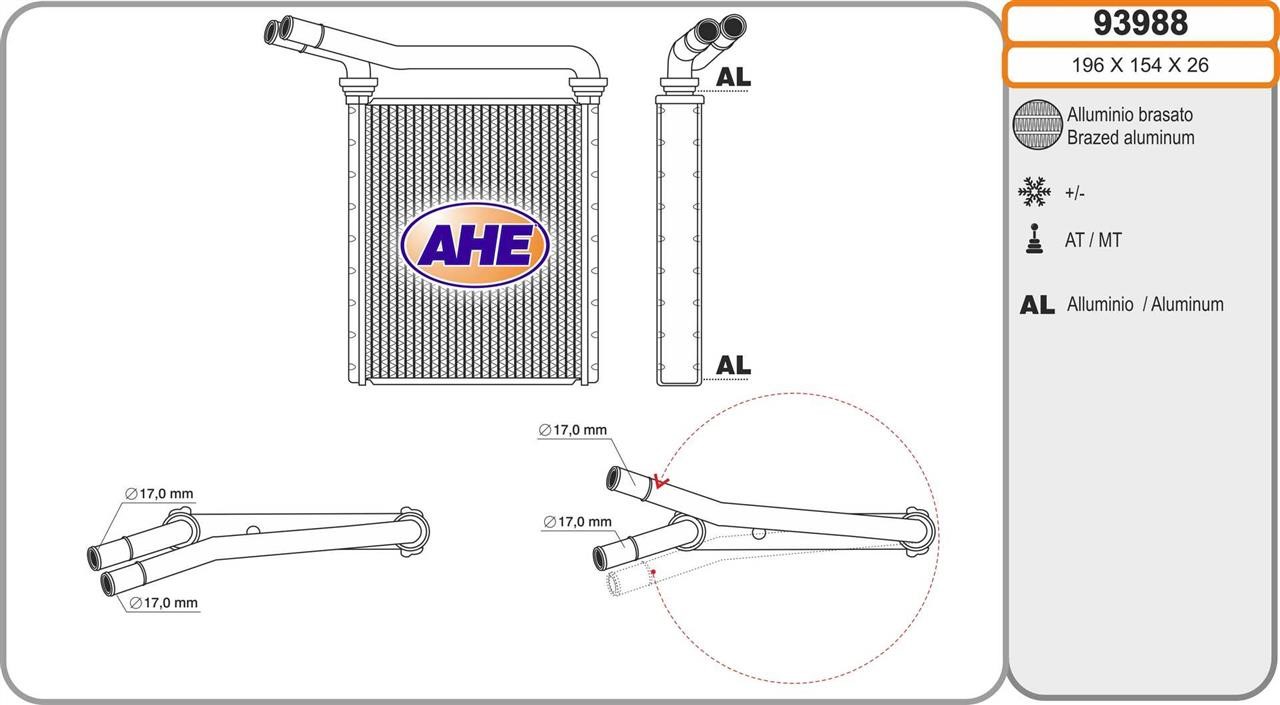 AHE 93988 Heat Exchanger, interior heating 93988