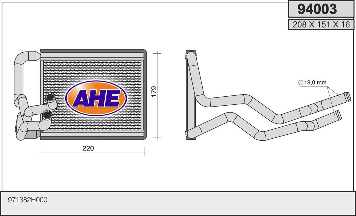 AHE 94003 Heat Exchanger, interior heating 94003