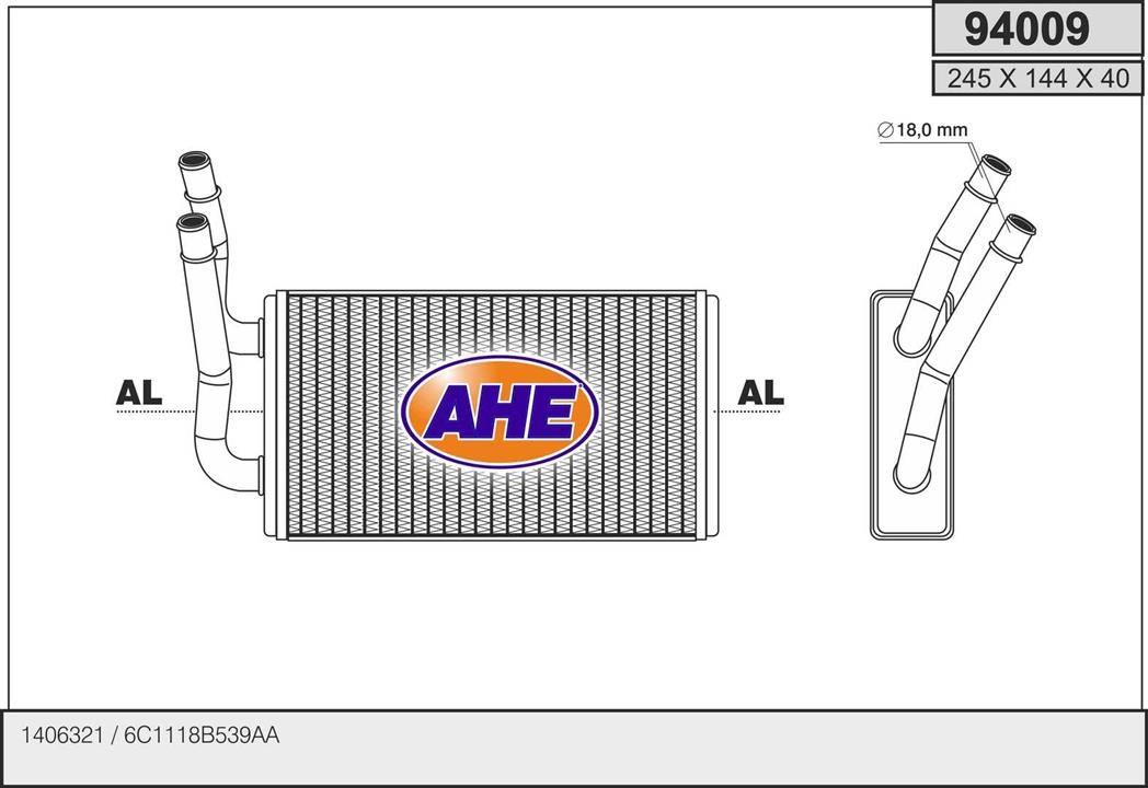 AHE 94009 Heat Exchanger, interior heating 94009