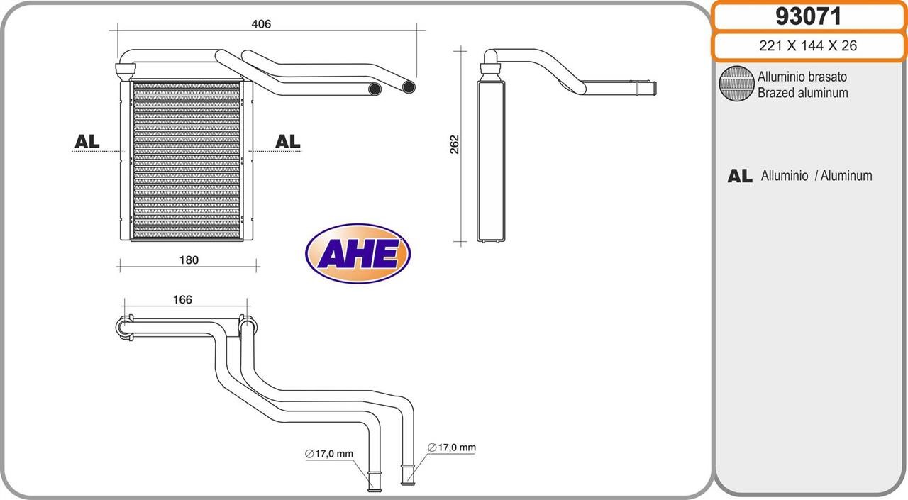 AHE 93071 Heat exchanger, interior heating 93071