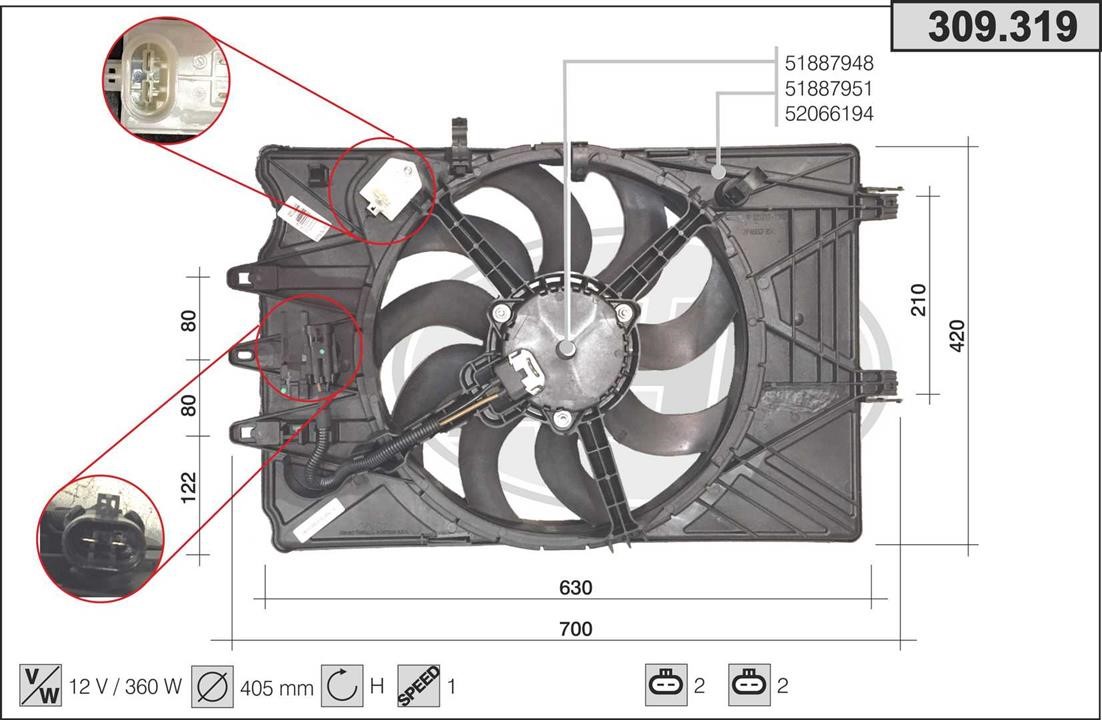AHE 309.319 Hub, engine cooling fan wheel 309319
