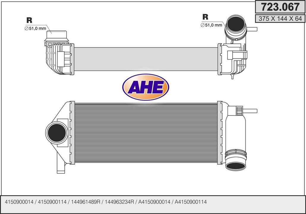 AHE 723.067 Intercooler, charger 723067